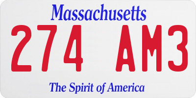 MA license plate 274AM3