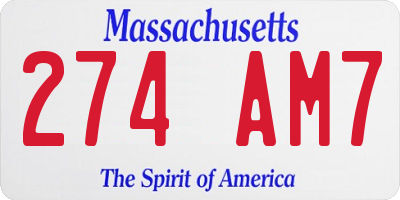 MA license plate 274AM7