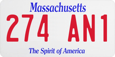 MA license plate 274AN1