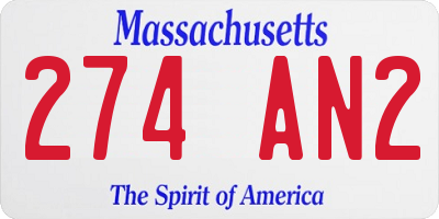 MA license plate 274AN2