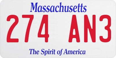 MA license plate 274AN3