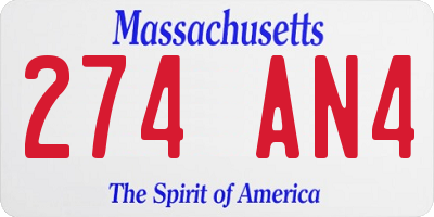 MA license plate 274AN4