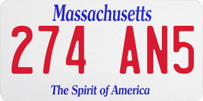 MA license plate 274AN5