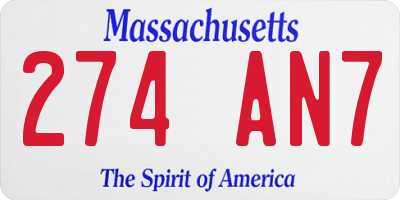 MA license plate 274AN7