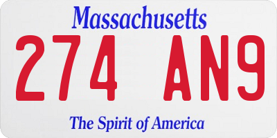 MA license plate 274AN9