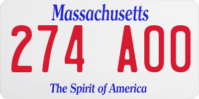 MA license plate 274AO0
