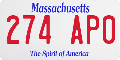 MA license plate 274AP0