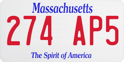MA license plate 274AP5