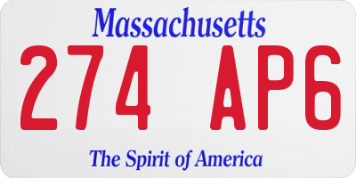 MA license plate 274AP6