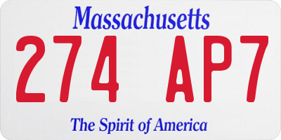 MA license plate 274AP7