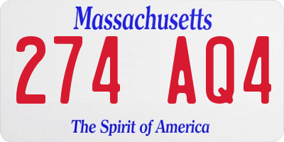 MA license plate 274AQ4