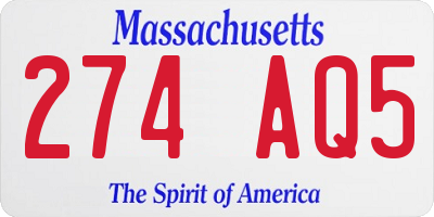 MA license plate 274AQ5