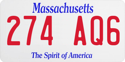 MA license plate 274AQ6