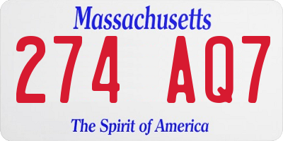 MA license plate 274AQ7