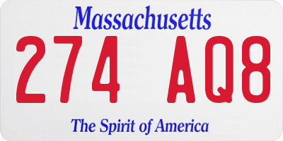 MA license plate 274AQ8