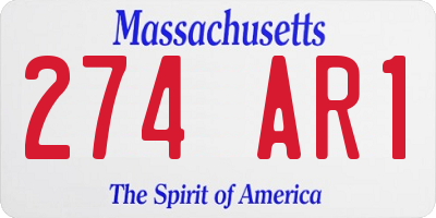 MA license plate 274AR1