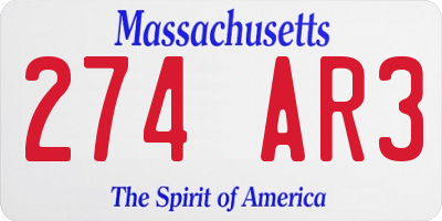 MA license plate 274AR3