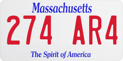 MA license plate 274AR4