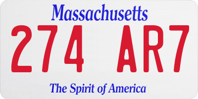 MA license plate 274AR7
