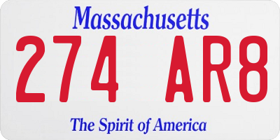 MA license plate 274AR8