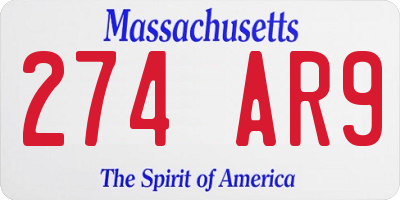 MA license plate 274AR9
