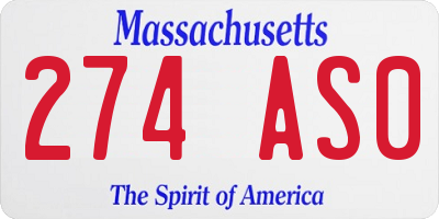 MA license plate 274AS0