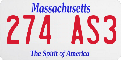 MA license plate 274AS3