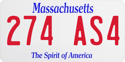 MA license plate 274AS4