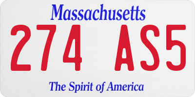 MA license plate 274AS5
