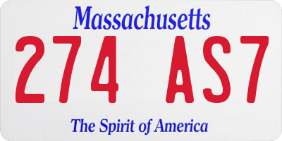 MA license plate 274AS7