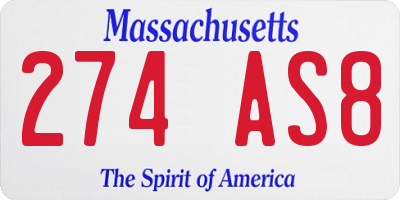 MA license plate 274AS8