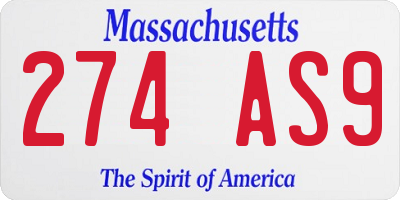 MA license plate 274AS9