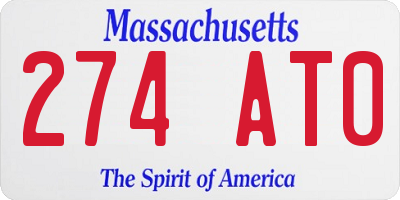 MA license plate 274AT0