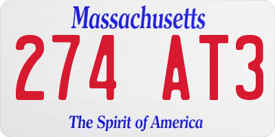 MA license plate 274AT3