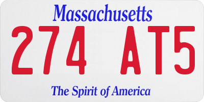 MA license plate 274AT5