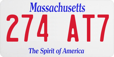 MA license plate 274AT7