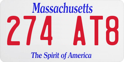 MA license plate 274AT8