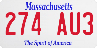 MA license plate 274AU3