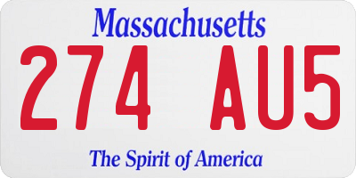 MA license plate 274AU5