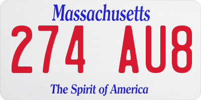 MA license plate 274AU8