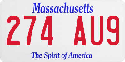 MA license plate 274AU9