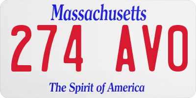 MA license plate 274AV0