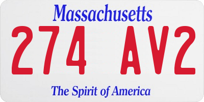 MA license plate 274AV2
