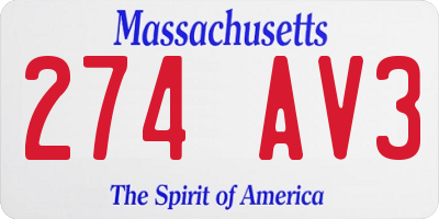 MA license plate 274AV3