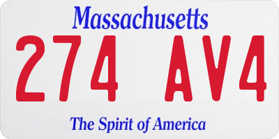 MA license plate 274AV4