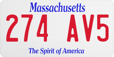 MA license plate 274AV5