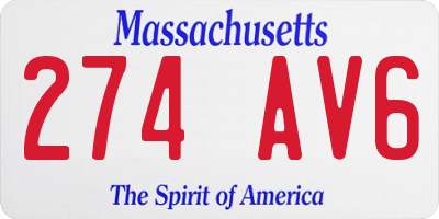 MA license plate 274AV6