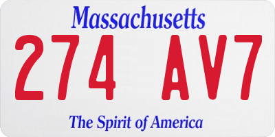 MA license plate 274AV7