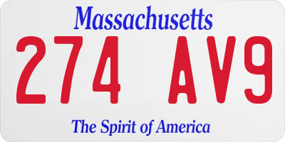 MA license plate 274AV9