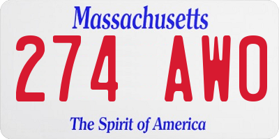 MA license plate 274AW0